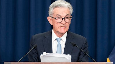 Federal Reserve Chairman Jerome Powell speaks during a news conference at the Federal Reserve Board Building, Washington, June 15, 2022.