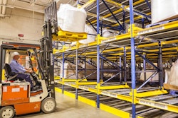 Racking inside distribution warehouses need to be protected with barriers to forklift traffic, such as guardrails.