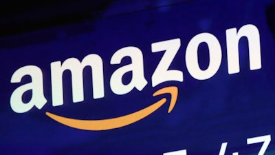 Amazon logo on a screen at the Nasdaq MarketSite, July 27, 2018.