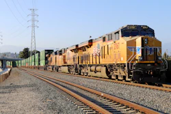 Union Pacific freight train, Los Angeles, June 2022.