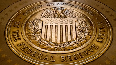 Seal of the Board of Governors of the United States Federal Reserve System at the Eccles Federal Reserve Board Building in Washington, Feb. 5, 2018.