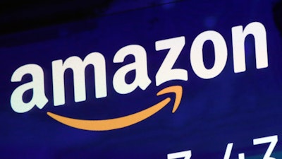 Amazon logo on a screen at the Nasdaq MarketSite, New York, July 27, 2018.