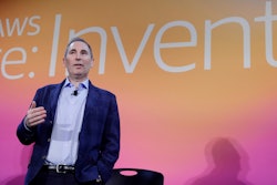 Then-Amazon Web Services CEO Andy Jassy discusses a new initiative during AWS re:Invent, Dec. 5, 2019, Las Vegas.