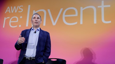Then-Amazon Web Services CEO Andy Jassy discusses a new initiative during AWS re:Invent, Dec. 5, 2019, Las Vegas.