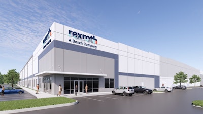 Artist rendering of new, build-to-suit, leased property proposed for Bosch Rexroth operations in Charlotte that offers an increased footprint of 25% and more space for expansion in the future.