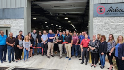 Chris Barry, manufacturing general manager, Michael Petry, production manager, Mark Steffens, Airline CEO, and other key staff members at an internal ribbon cutting ceremony at the new location, York, Pa.