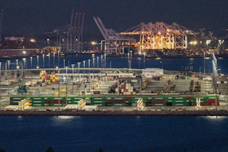 Evergreen shipping docks at the Port of Los Angeles, Nov. 21, 2022.
