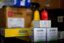 Auto parts are displayed on a shelf at a car repair shop, Collingdale, Pa., July 13, 2022.