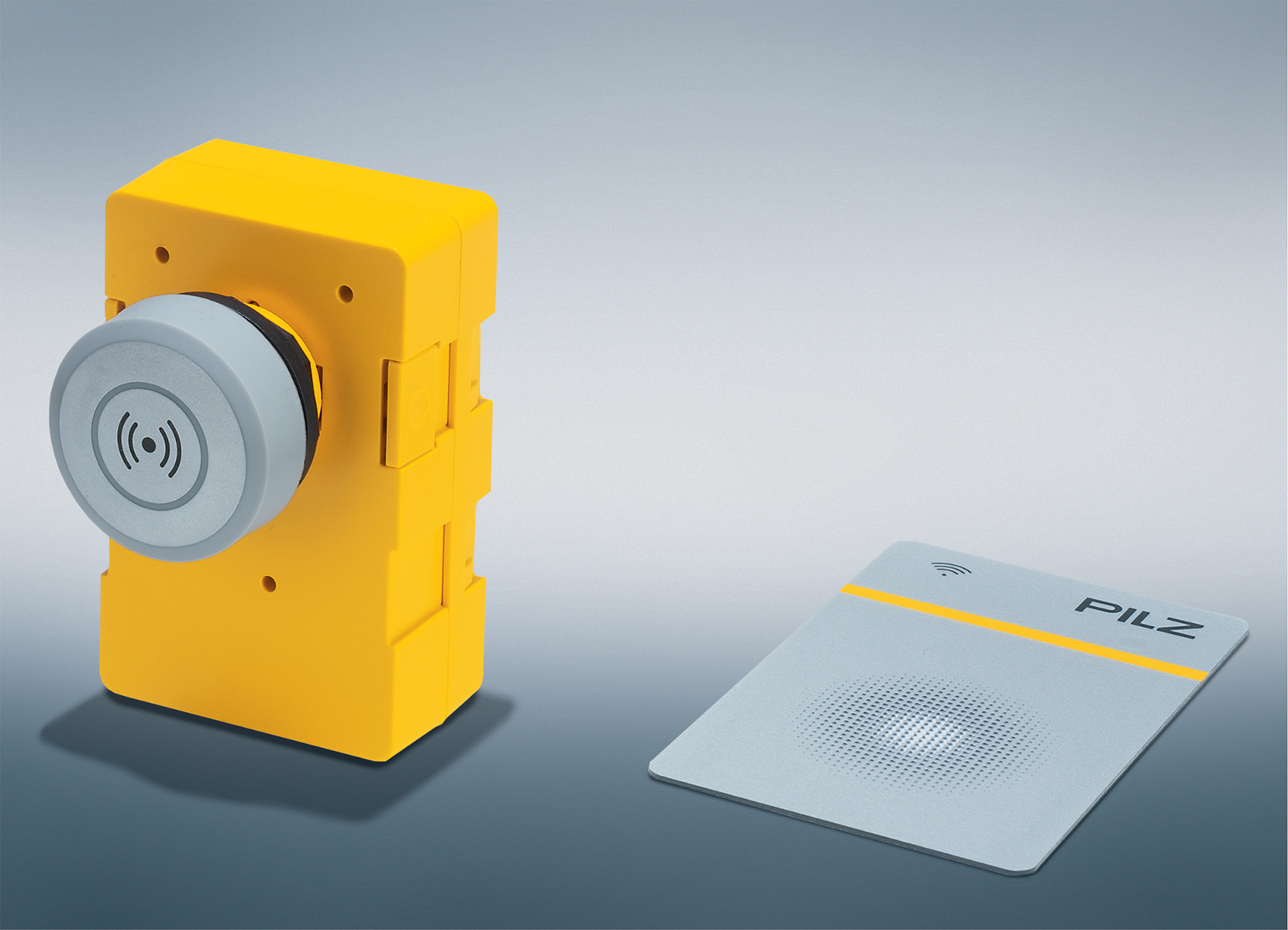 The RFID-capable PITreader card and PITreader sticker from Pilz can be used in conjunction with or instead of the existing PITreader key.