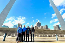 From left, Andy Waring, Sonepar central region president, Sylvan Holtzman, owner of Holt Electrical, Ryan Holtzman, Holt co-owner and CEO, and Chris Scarbrough, president of Springfield Electric.