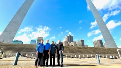 From left, Andy Waring, Sonepar central region president, Sylvan Holtzman, owner of Holt Electrical, Ryan Holtzman, Holt co-owner and CEO, and Chris Scarbrough, president of Springfield Electric.