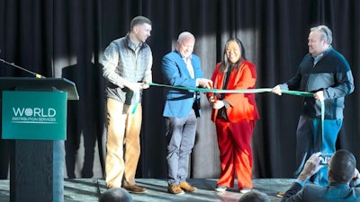 From left: World Group Corporate Communications Manager Kevin McClelland, World Group CEO Fred Hunger, NWSA Commissioner Kristin Ang and WDS President Duncan Wright at the ceremonial ribbon-cutting ceremony.
