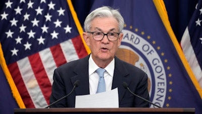 Federal Reserve Board Chair Jerome Powell during a news conference at the Federal Reserve in Washington, March 22, 2023.