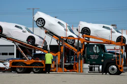 New Corvettes delivered to a Chevrolet dealer in Wheeling, Ill., May 9, 2023.