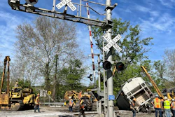 Recovery work at the scene of a train derailment outside New Castle, Pa., May 11, 2023.