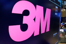3M logo on a screen above the trading floor of the New York Stock Exchange, Oct. 24, 2017.