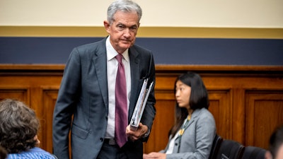 Federal Reserve Chairman Jerome Powell arrives for a House Financial Services Committee hearing in Washington, June 21, 2023.