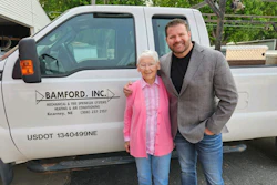 Ray Wright, vice president of Pye-Barker’s sprinkler division, and Donna Bamford of Bamford Inc.