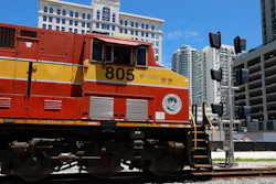 A Florida East Coast Railway train in Fort Lauderdale, Fla., Aug. 2021.