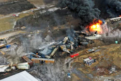 A derailed Norfolk Southern freight train in East Palestine, Ohio, Feb. 4, 2023.
