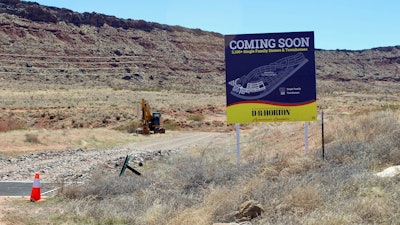 A DR Horton sign showing plans for a 2,100-home subdivision in Washington County, Utah, March 28, 2021.
