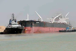 Handout photo showing the Burri and a tugboat after a collision, Aug. 23, 2023.