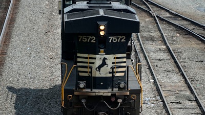 Norfolk Southern locomotives are moved in Norfolk Southern's Conway Terminal in Conway, Pa., June 17, 2023.