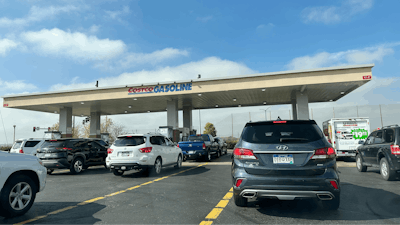 Gas pumps at a Costco warehouse in Sheridan, Colo., Oct. 26, 2023.