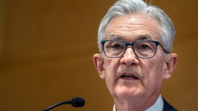Federal Reserve Chairman Jerome Powell speaks at the International Monetary Fund in Washington, Nov. 9, 2023.