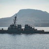 The guided-missile destroyer USS Carney in Souda Bay, Greece.