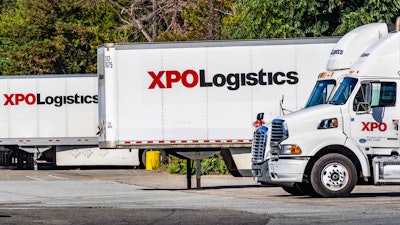 XPO Logistics trucks in San Jose, Calif., July 2019.
