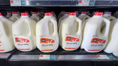 Milk for sale at a Whole Foods store, New York, Jan. 19, 2024.