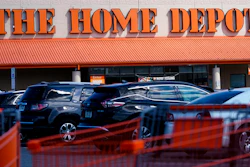 Shopping carts outside a Home Depot in Philadelphia, Sept. 21, 2022.