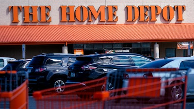 Shopping carts outside a Home Depot in Philadelphia, Sept. 21, 2022.