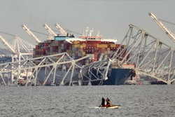 Parts of the Francis Scott Key Bridge after a container ship collided with one of the bridge’s supports, Baltimore, March 26, 2024.