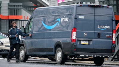An Amazon Prime driver makes a delivery in Pittsburgh, Jan. 23, 2023.