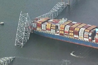 Parts of the Francis Scott Key Bridge after a container ship collided with one of the bridge’s supports, Baltimore, March 26, 2024.