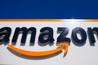 The Amazon logo is seen in Douai, northern France, Thursday, April 16, 2020.