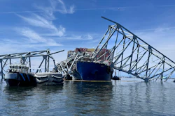 The fallen Francis Scott Key Bridge in Baltimore, March 31, 2024.