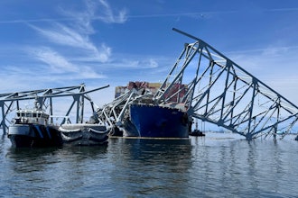 The fallen Francis Scott Key Bridge in Baltimore, March 31, 2024.