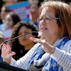 California state Sen. Maria Elena Durazo, D-Los Angeles, addresses a gathering in Sacramento, May 20, 2019.
