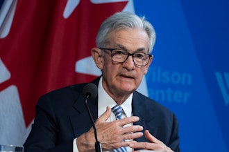 Federal Reserve Chair Jerome Powell participates in a Washington Forum on the Canadian Economy, together with Tiff Macklem, Governor of the Bank of Canada, Wednesday, April 16, 2025, in Washington.