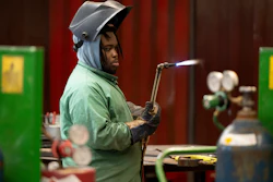 K'Jan Mason, a student at Hendry County Adult Learning, checks the torch prior to a welding project, March 14 ,2024.