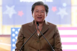 Lisa Su, CEO of Advanced Micro Devices, speaks at the Taiwan Semiconductor Manufacturing Company facility in Phoenix, Dec. 6, 2022.