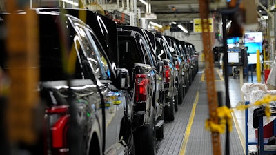 Ford F-150 trucks assembled at Ford's Dearborn Truck Plant, Dearborn, Mich., April 11, 2024.