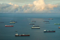 Cargo ships wait to transit the Panama Canal in Panama City, June 28, 2024.