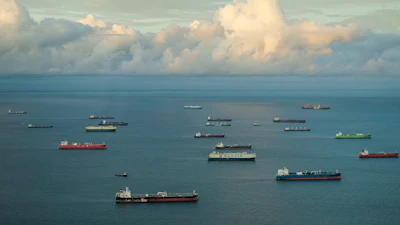 Cargo ships wait to transit the Panama Canal in Panama City, June 28, 2024.