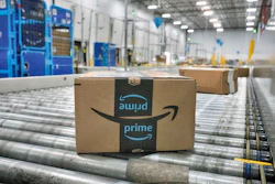 A package moves along a conveyor belt at an Amazon's DAX7 delivery station, South Gate, Calif., July 16, 2024.