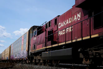 Canadian Pacific trains at the main CP Rail train yard in Toronto, March 21, 2022.