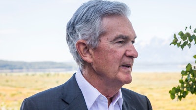 Federal Reserve Chairman Jerome Powell during the Jackson Hole Economic Symposium in Grand Teton National Park, Wyo., Aug. 25, 2023.